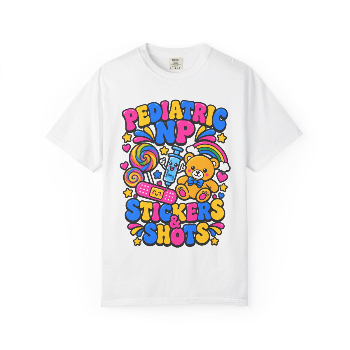 Pediatric NP Stickers and Shots Nurse Practitioner Comfort Colors T-Shirt