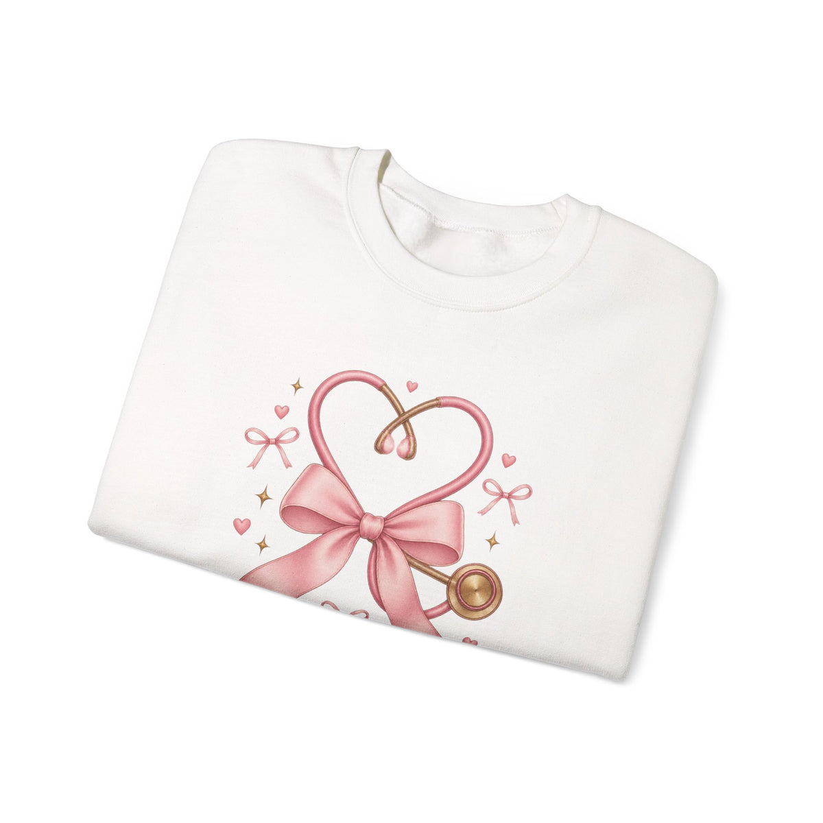 Coquette Pink Bow Stethoscope Registered Nurse Crewneck Sweatshirt