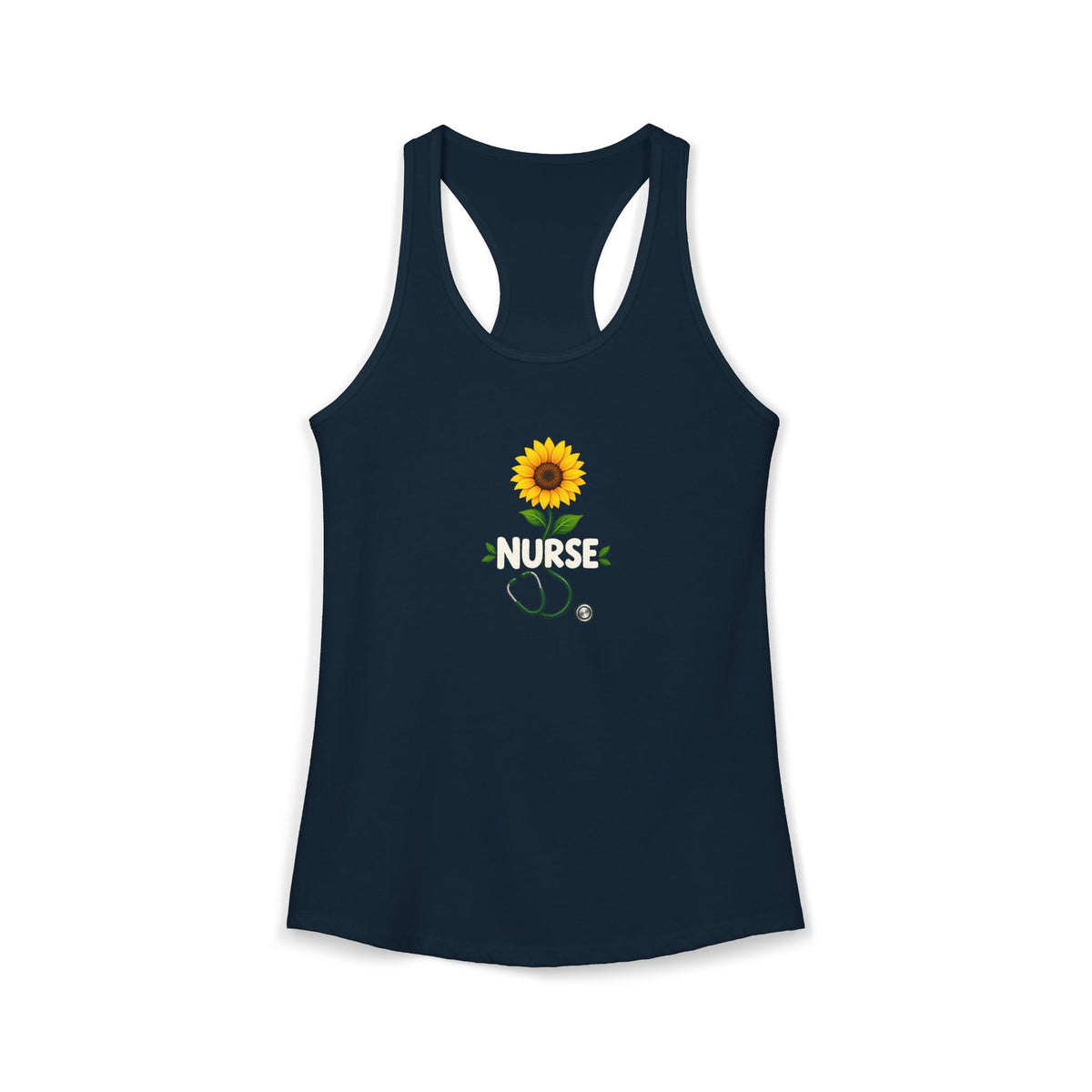 Nurse Sunflower Stethoscope Floral Women's Racerback Tank Top