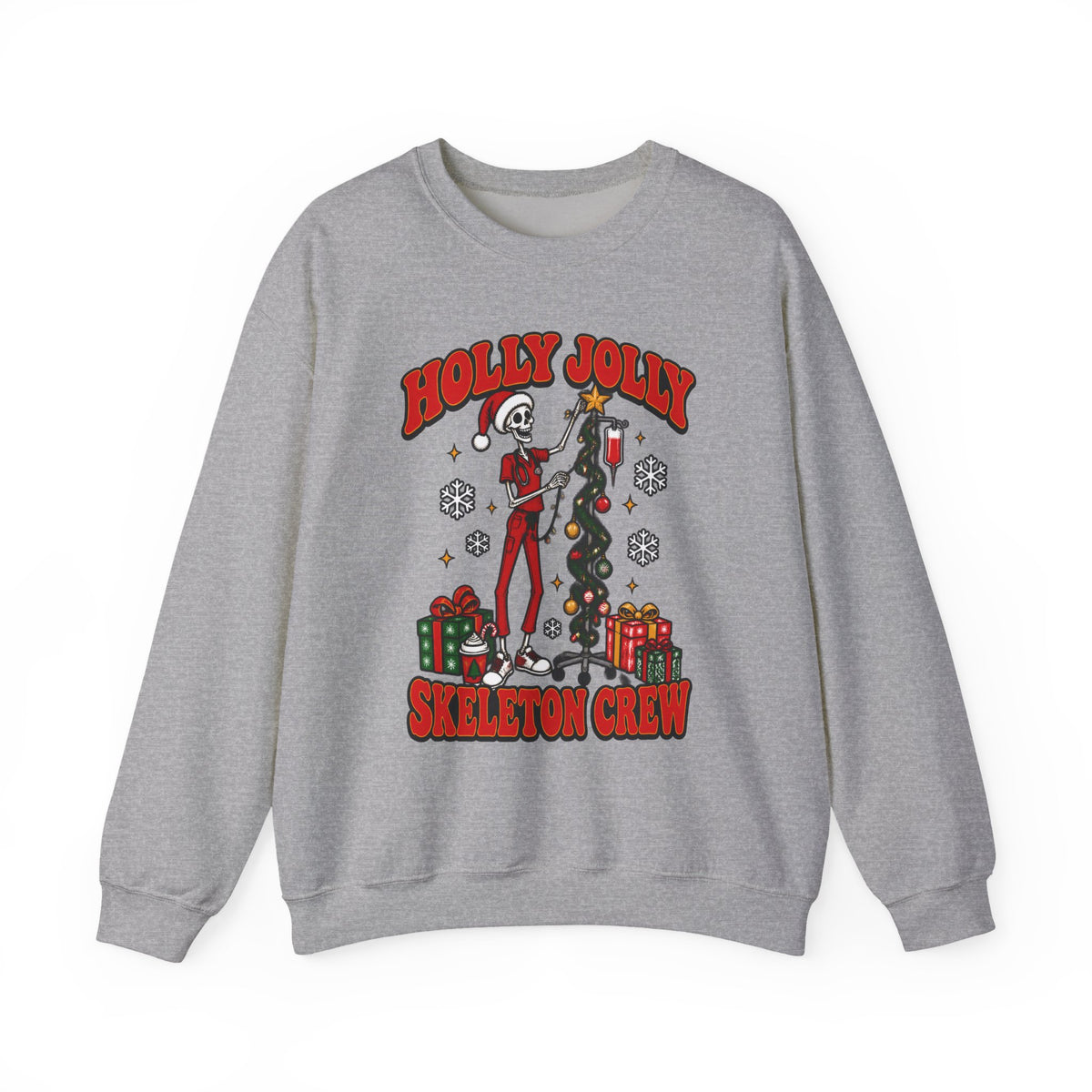 Holly Jolly Skeleton Crew Christmas Nurse Crewneck Sweatshirt