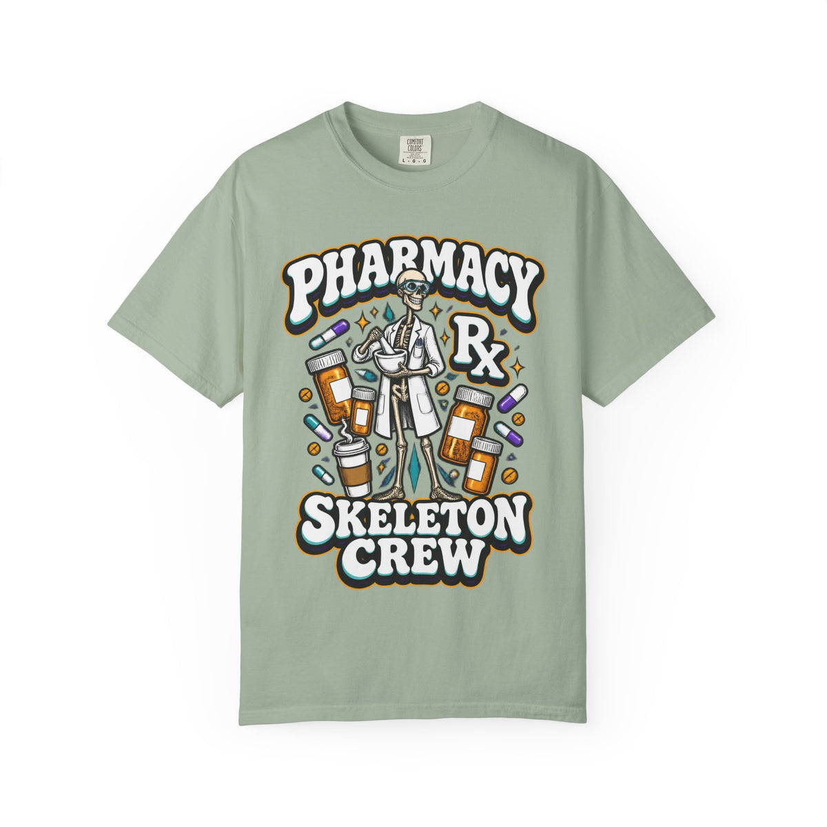 Pharmacy Skeleton Crew Skinny Skeleton Pharmacist Comfort Colors T-Shirt