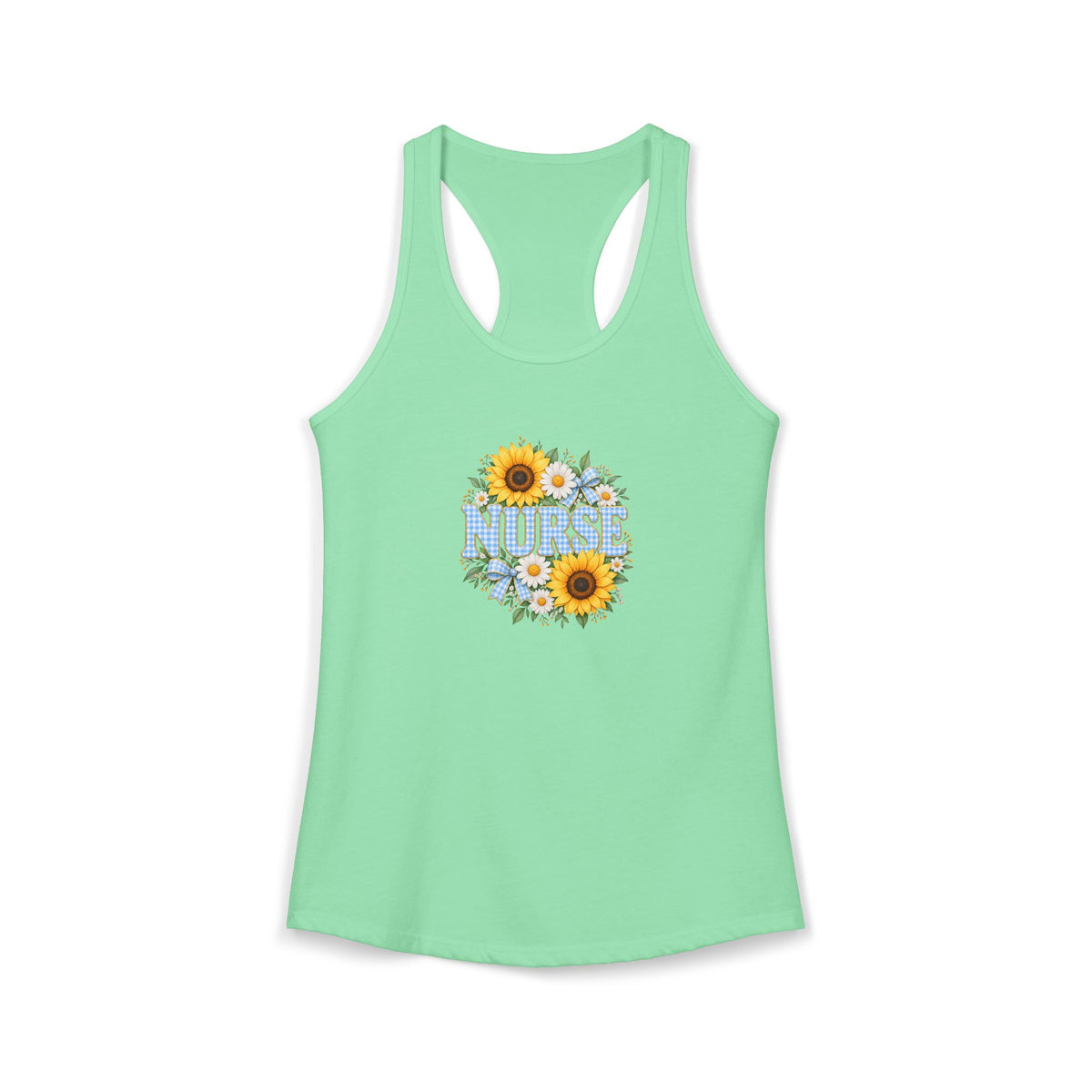 Sunflower Gingham NURSE Women's Racerback Tank Top