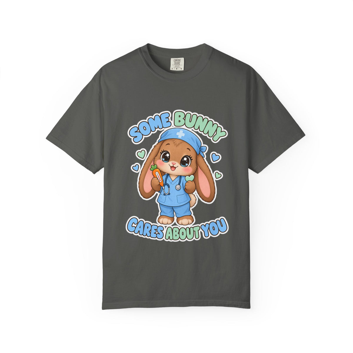 Some Bunny Cares About You Bunny Peds Nurse Blue Comfort Colors T-Shirt