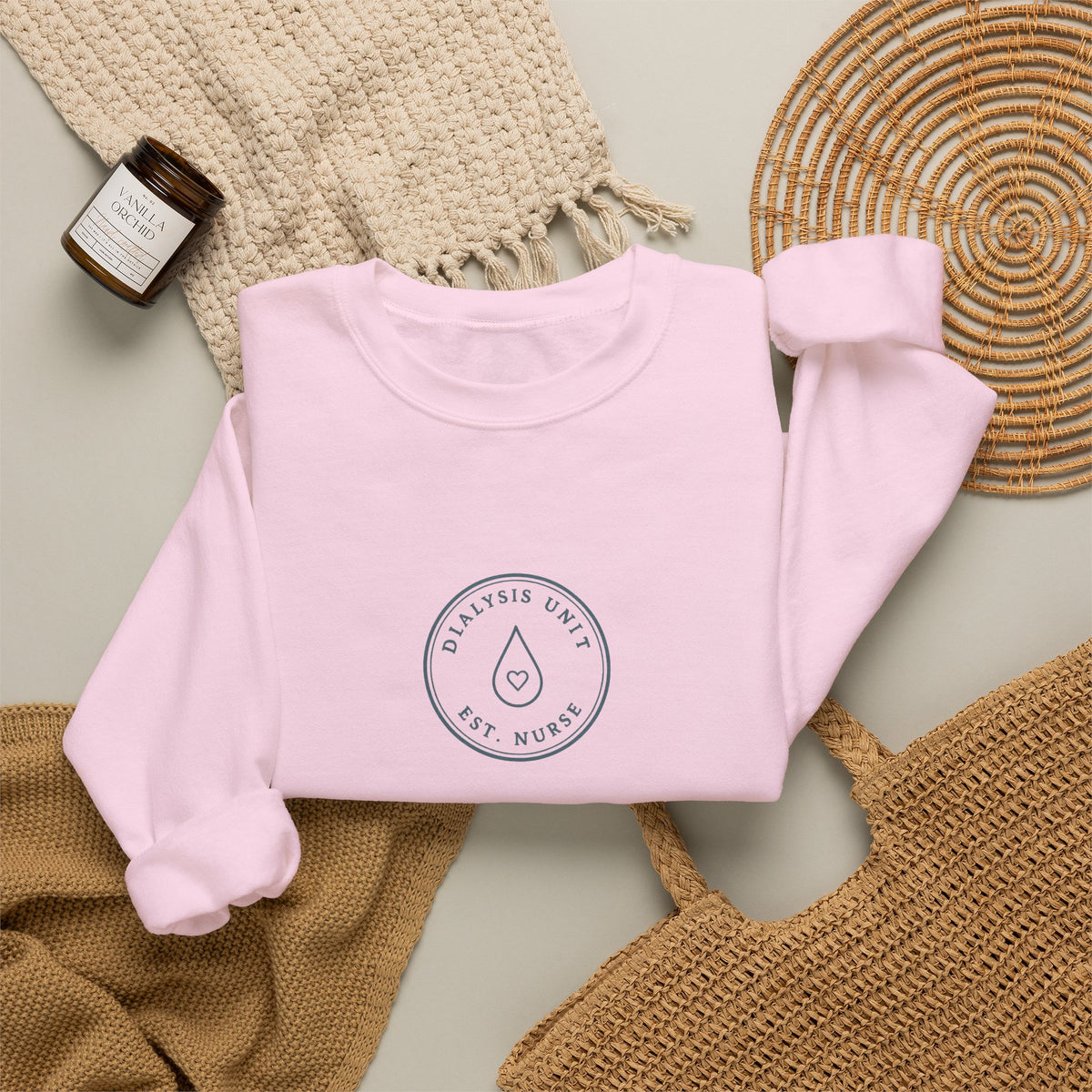 Dialysis Nurse Minimal Vintage Badge Dialysis Unit Crewneck Sweatshirt