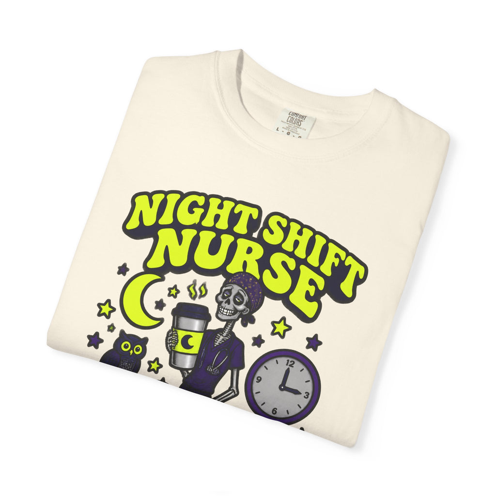 Night Shift Nurse Alive Till 0700 Skinny Skeleton Comfort Colors T-Shirt