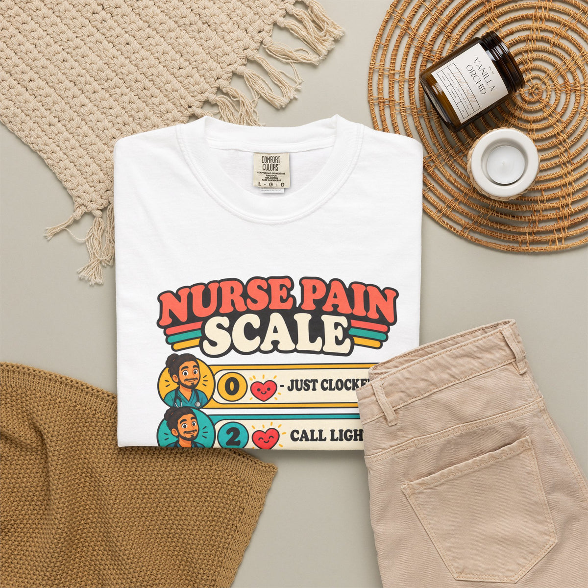 Nurse Pain Scale Funny Male Nurse Comfort Colors T-Shirt