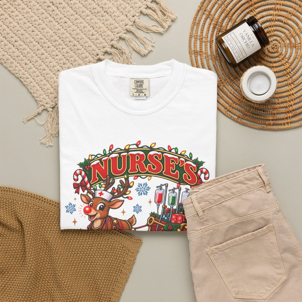 Naughty or Nice List Checked Twice Christmas Nurse Comfort Colors T-Shirt