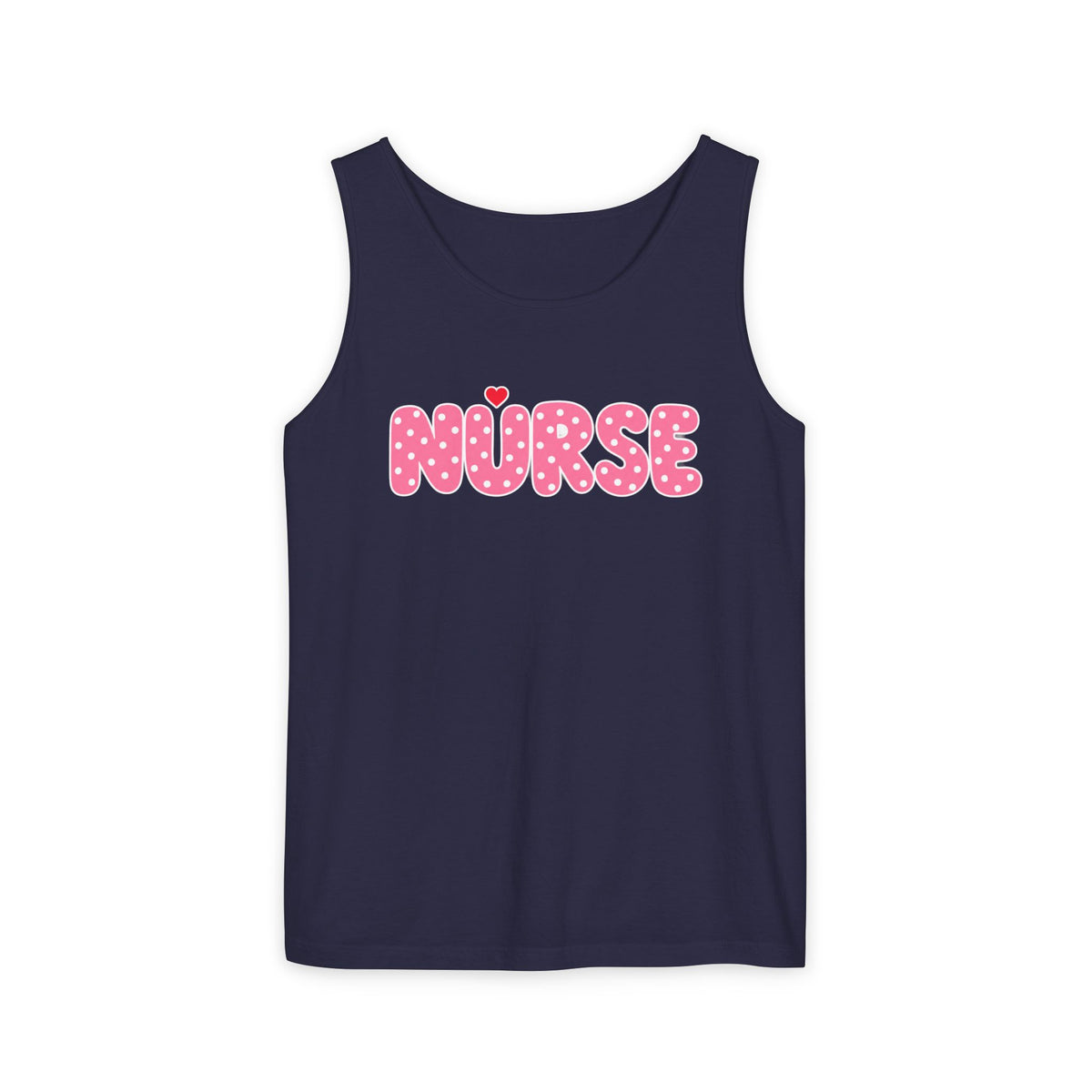 Nurse Pink Polka Dot Letters Comfort Colors Tank Top