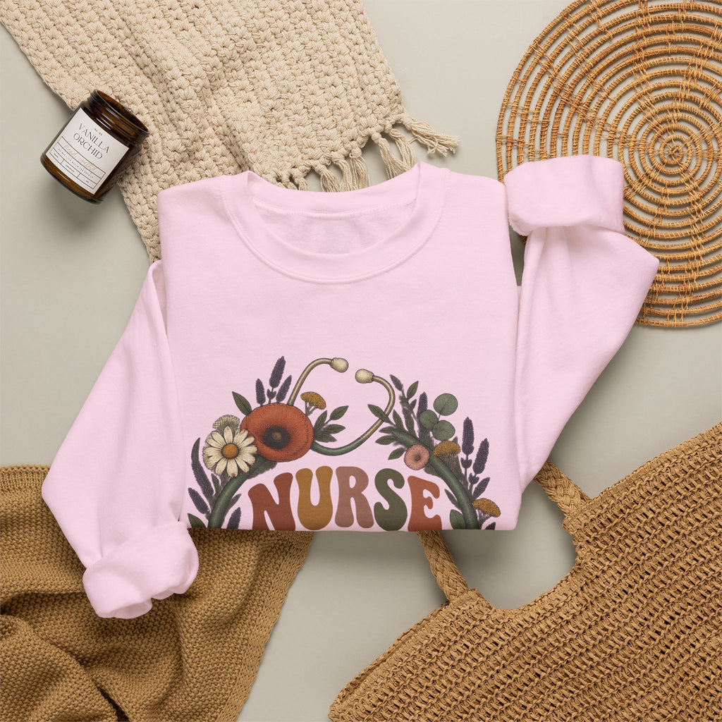 Boho Wildflower Stethoscope Nurse Life Crewneck Sweatshirt
