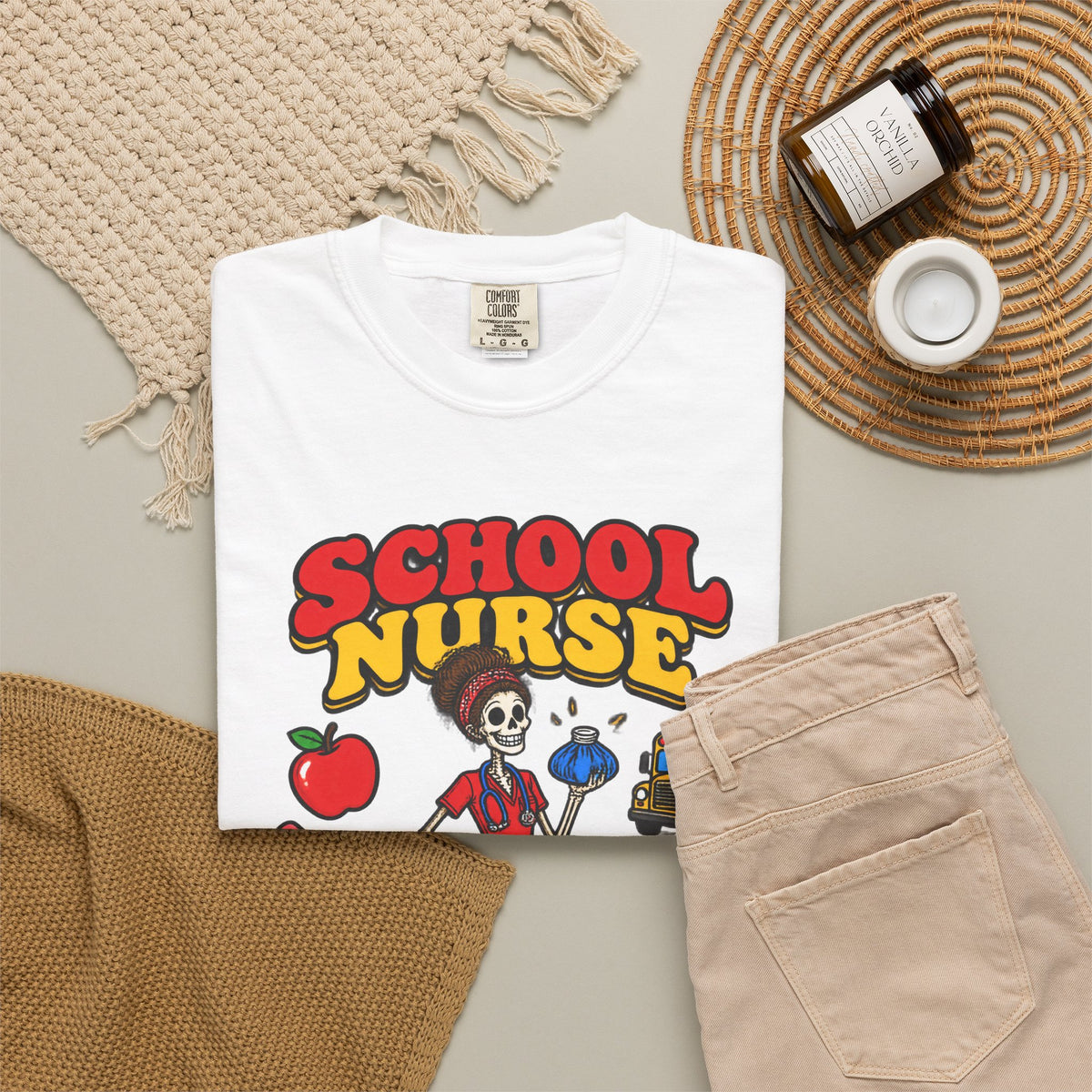 School Nurse Ice Packs Solve Everything Skinny Skeleton Comfort Colors T-Shirt