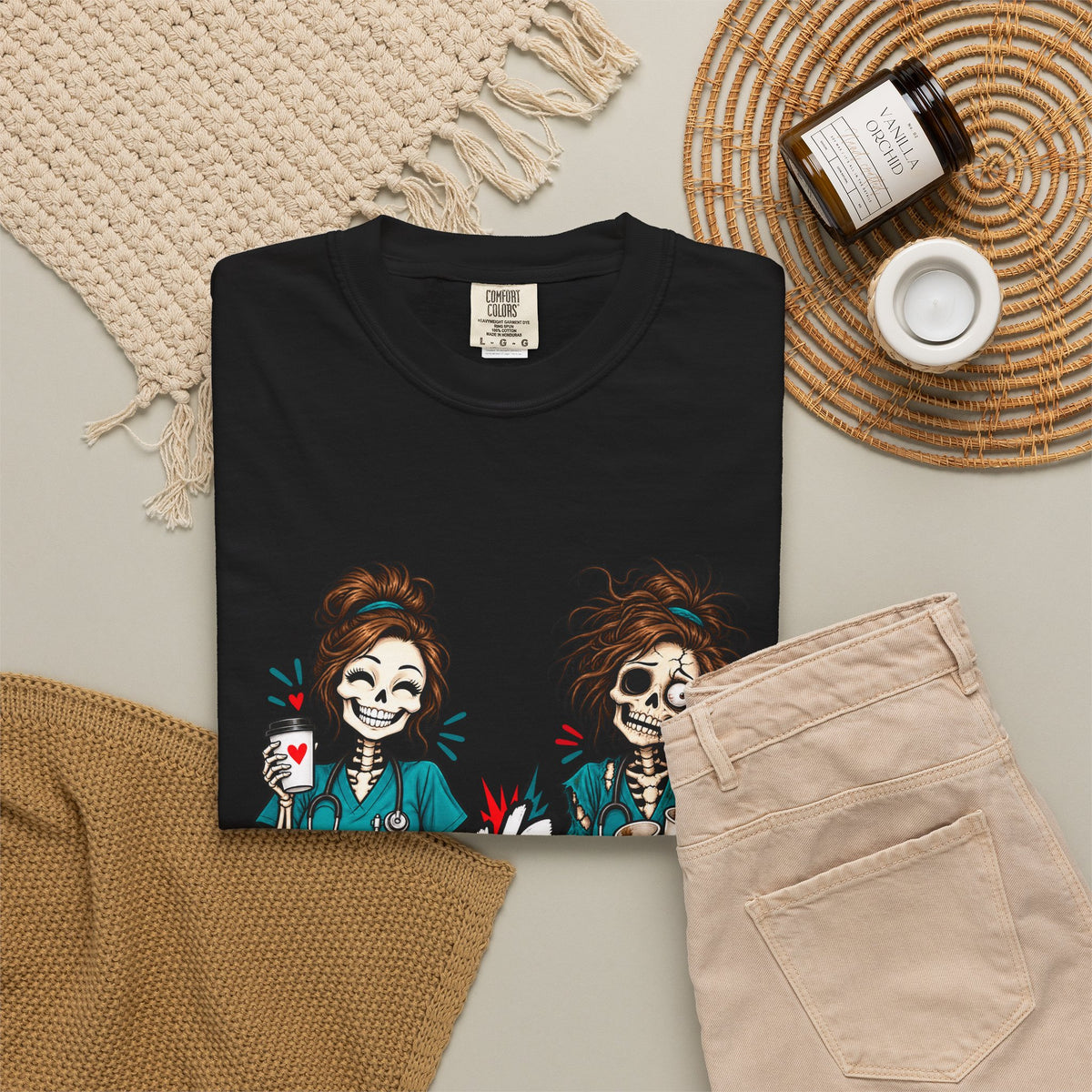 Shift 1 Me vs Shift 4 Me Skeleton Nurse Comfort Colors T-Shirt