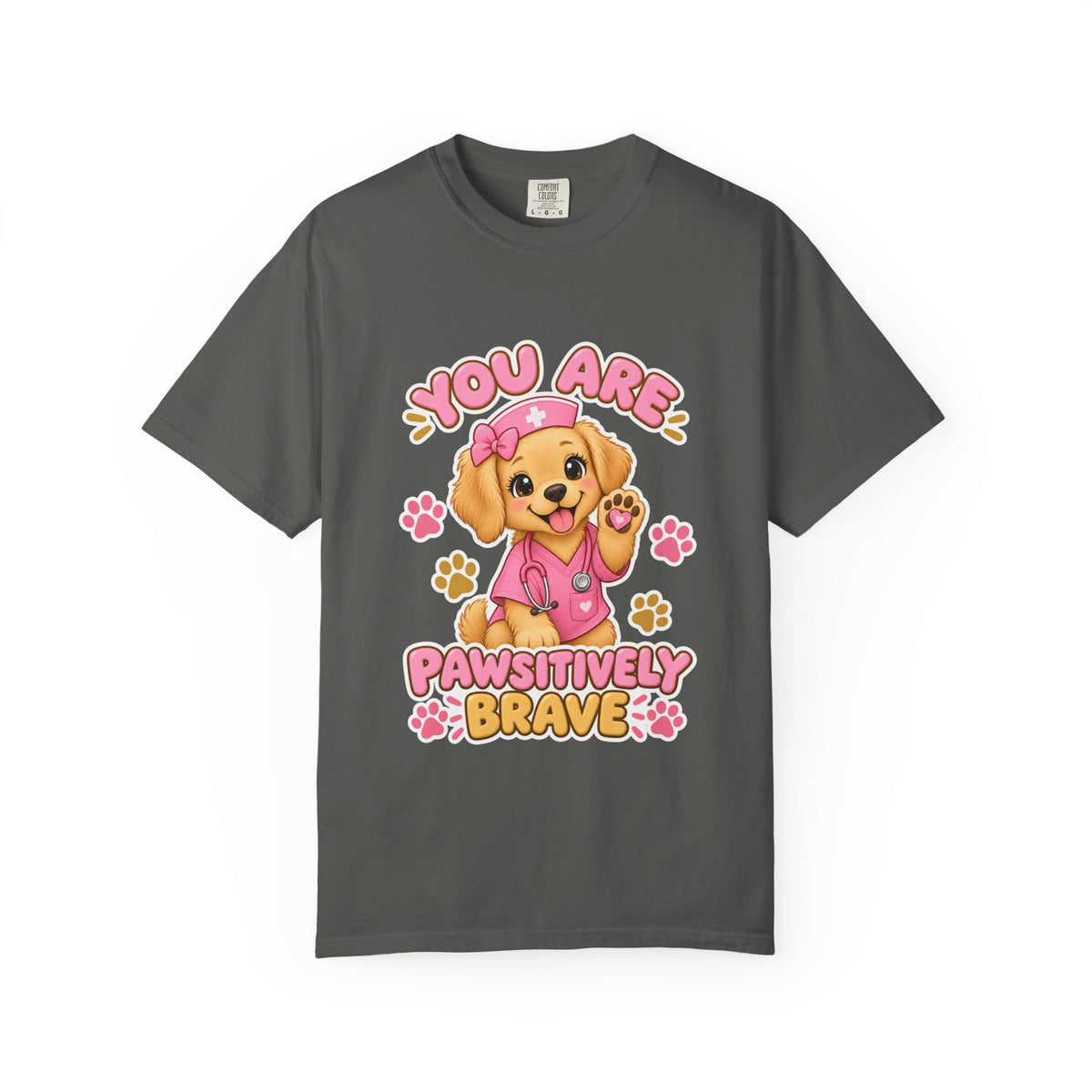 You Are Pawsitively Brave Puppy Peds Nurse Pink Comfort Colors T-Shirt