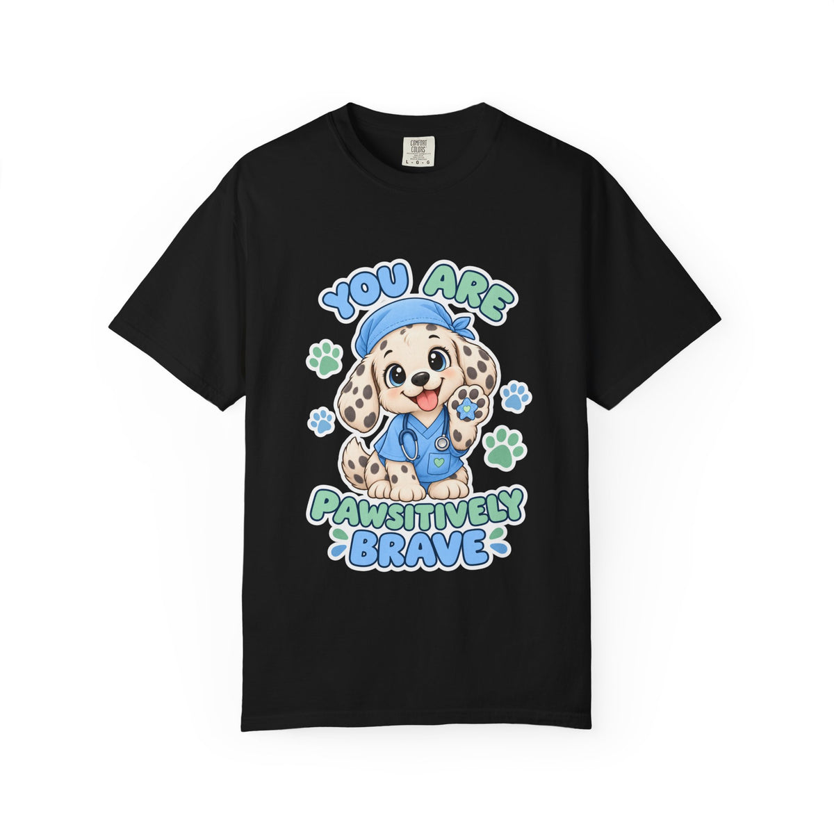 You Are Pawsitively Brave Puppy Peds Nurse Blue Comfort Colors T-Shirt