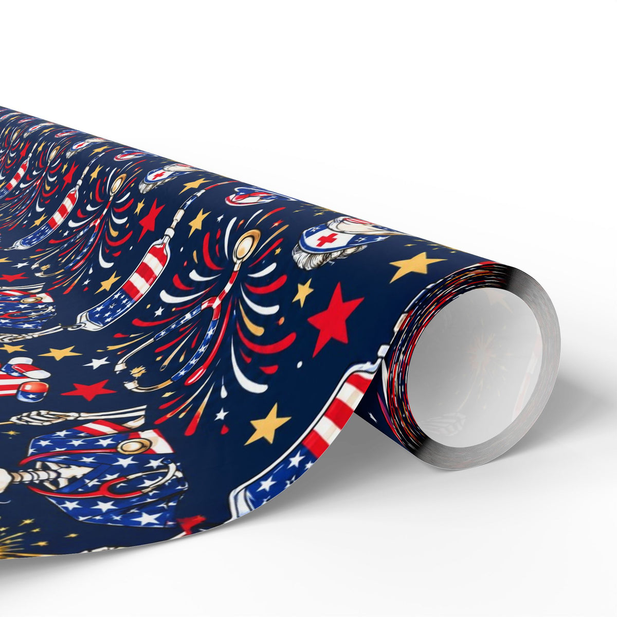 Fourth of July Skeleton Nurse Wrapping Paper