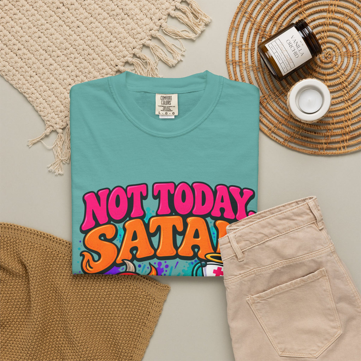 Not Today Satan I Have 6 Patients Funny Nurse Comfort Colors T-Shirt