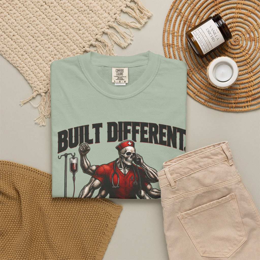 Built Different Staffed Short Skeleton Nurse Comfort Colors T-Shirt