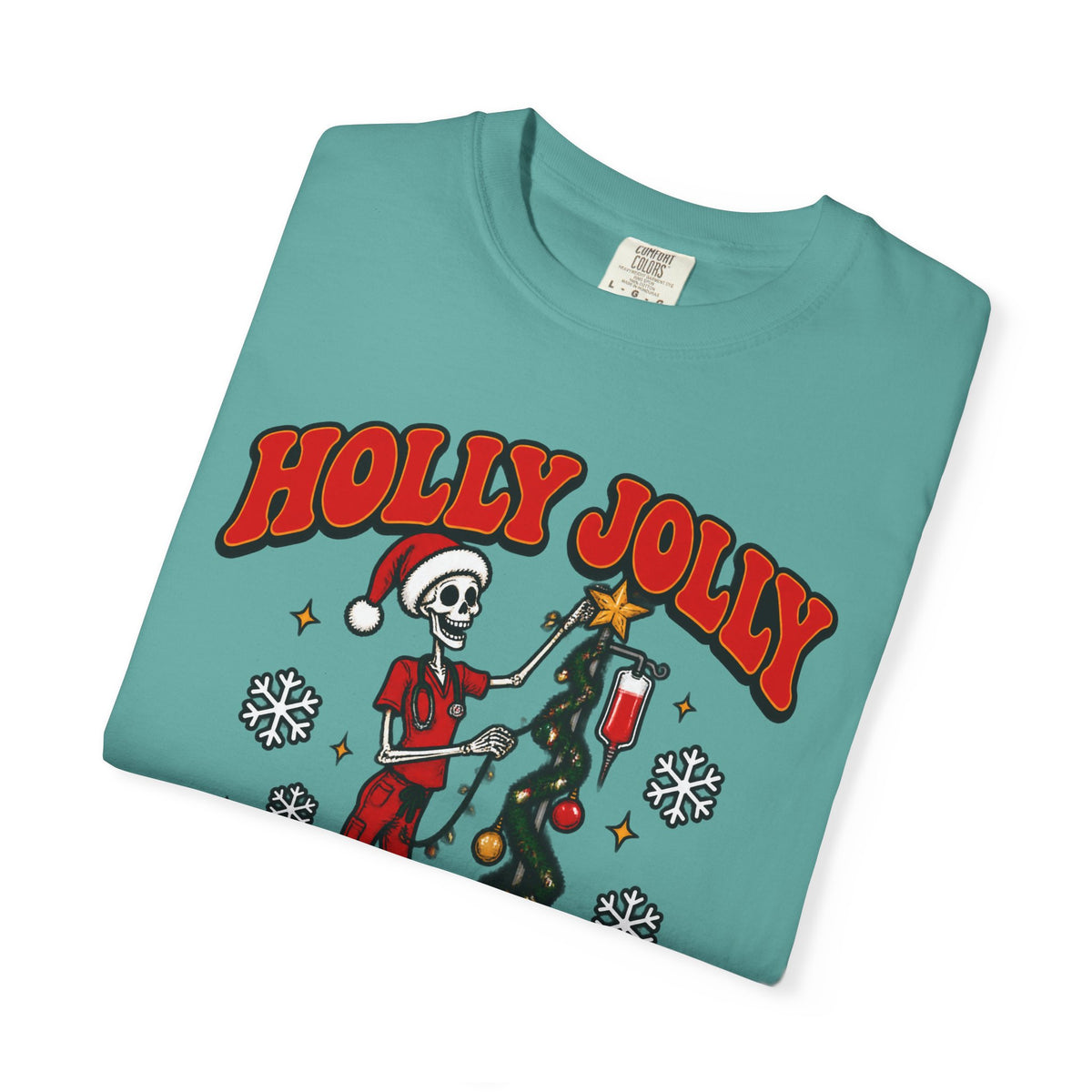 Holly Jolly Skeleton Crew Christmas Nurse Comfort Colors T-Shirt