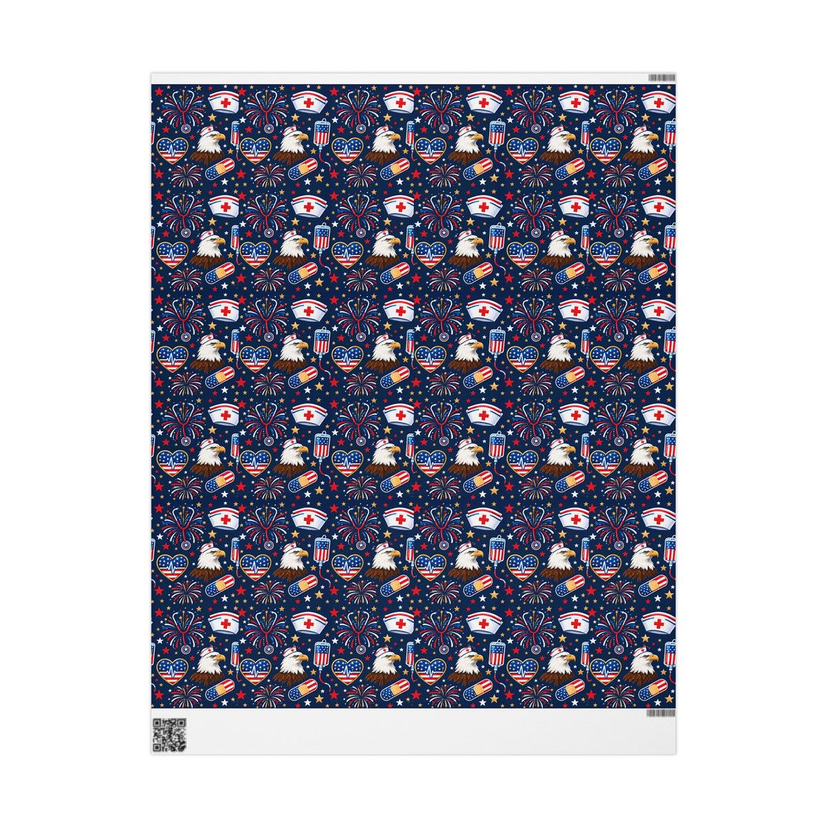 Fourth of July Nurse Wrapping Paper Patriotic Stethoscope