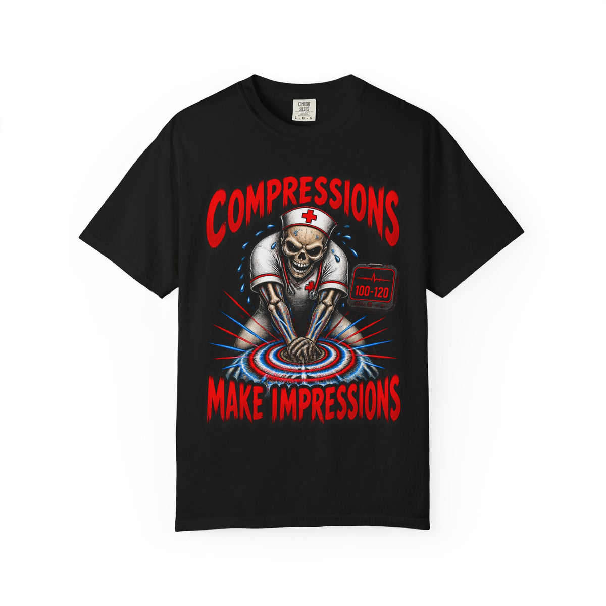 Compressions Make Impressions Skeleton Nurse Comfort Colors T-Shirt