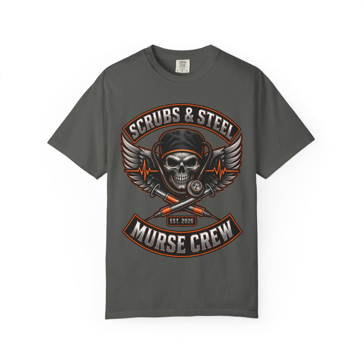 Scrubs and Steel Murse Crew Skeleton Nurse Comfort Colors T-Shirt