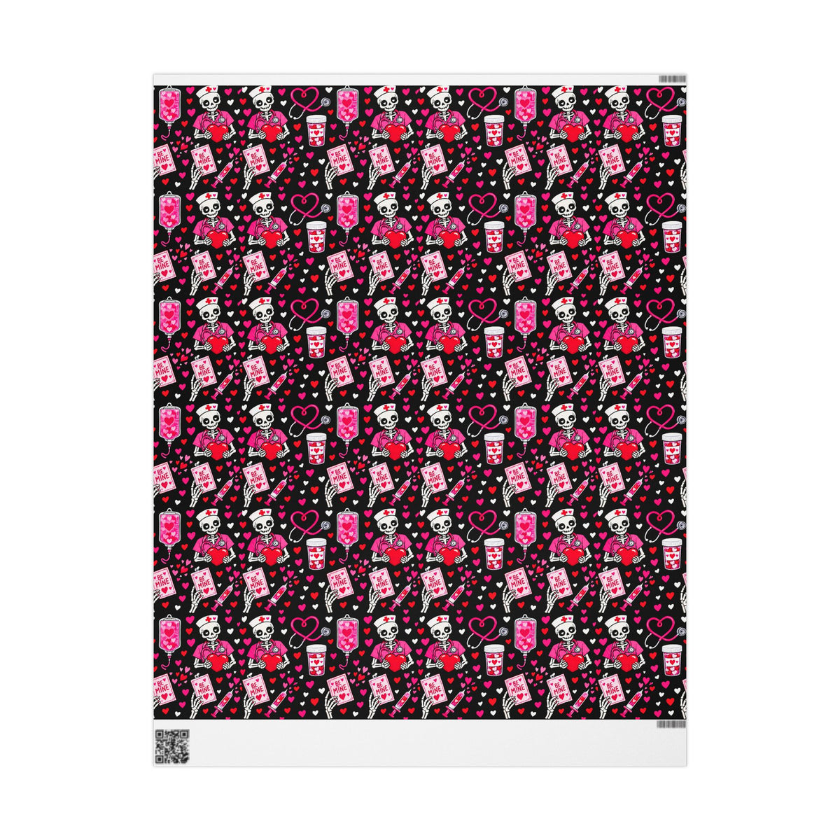 Valentine's Day Skeleton Nurse Wrapping Paper