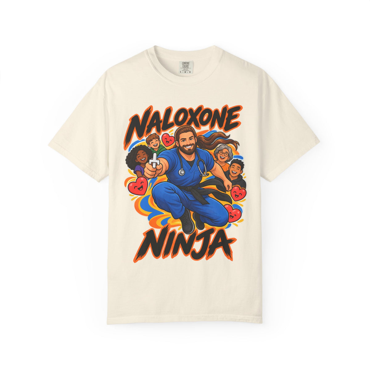 Naloxone Ninja ER Nurse Tee (Long Hair & Beard)