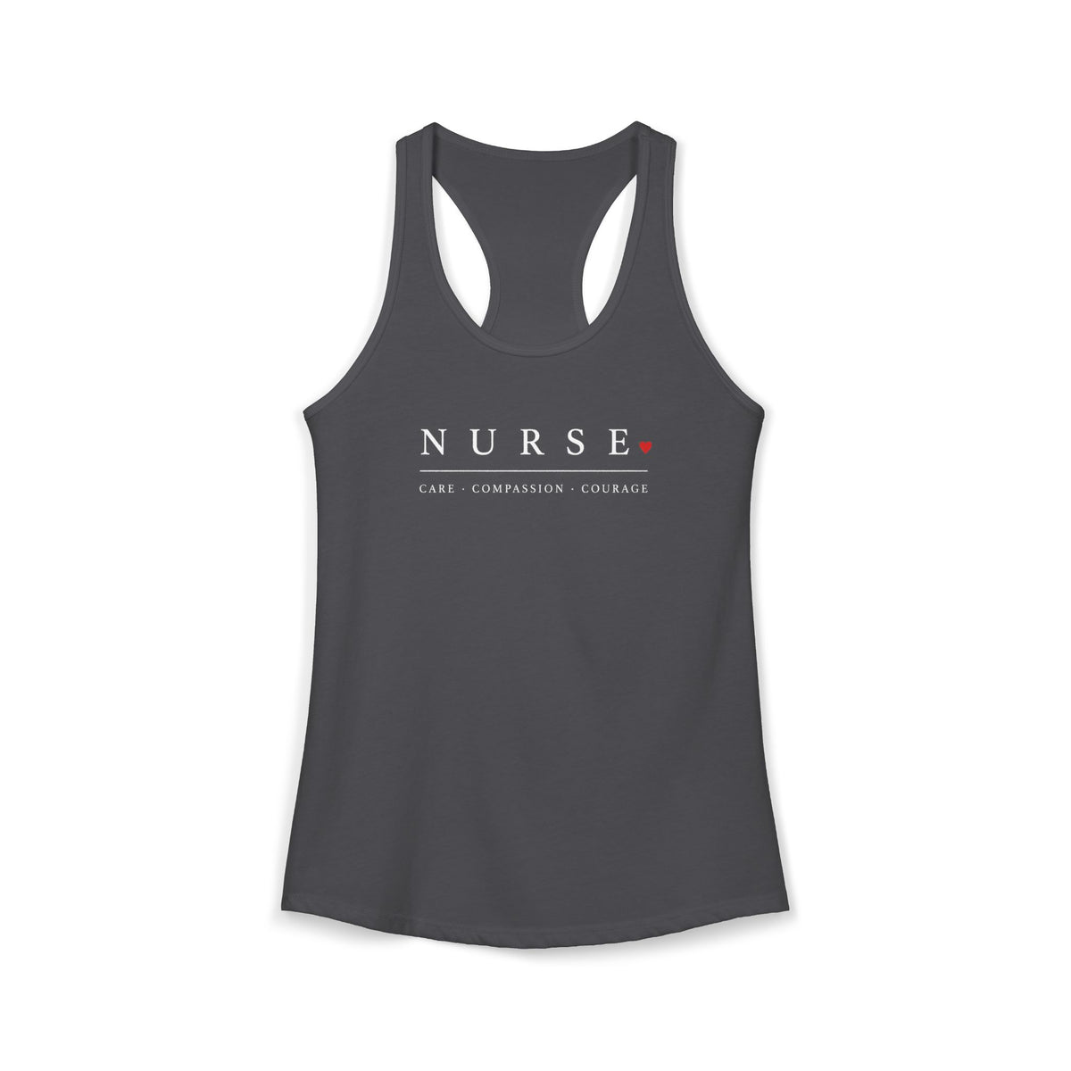 Nurse Care Compassion Courage Minimal Women's Racerback Tank Top