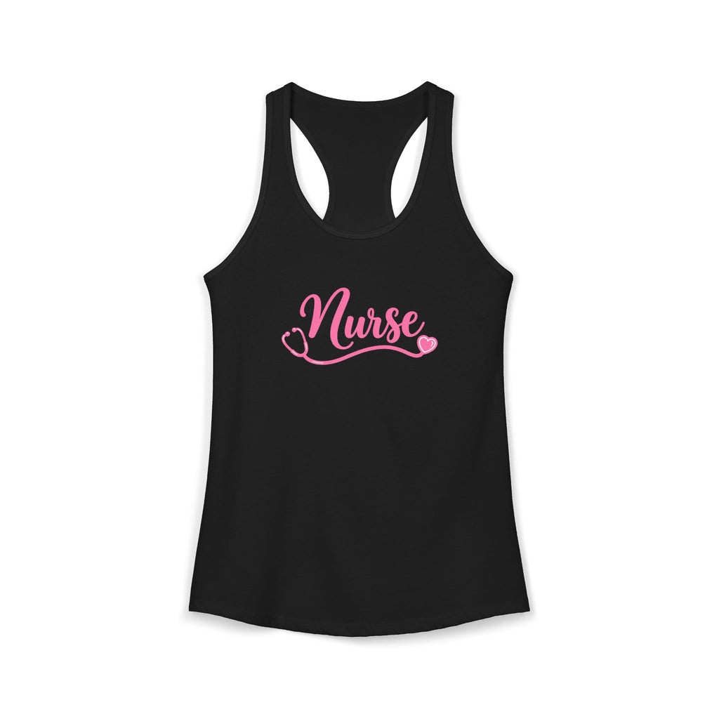 Nurse Pink Script Stethoscope Women's Racerback Tank Top