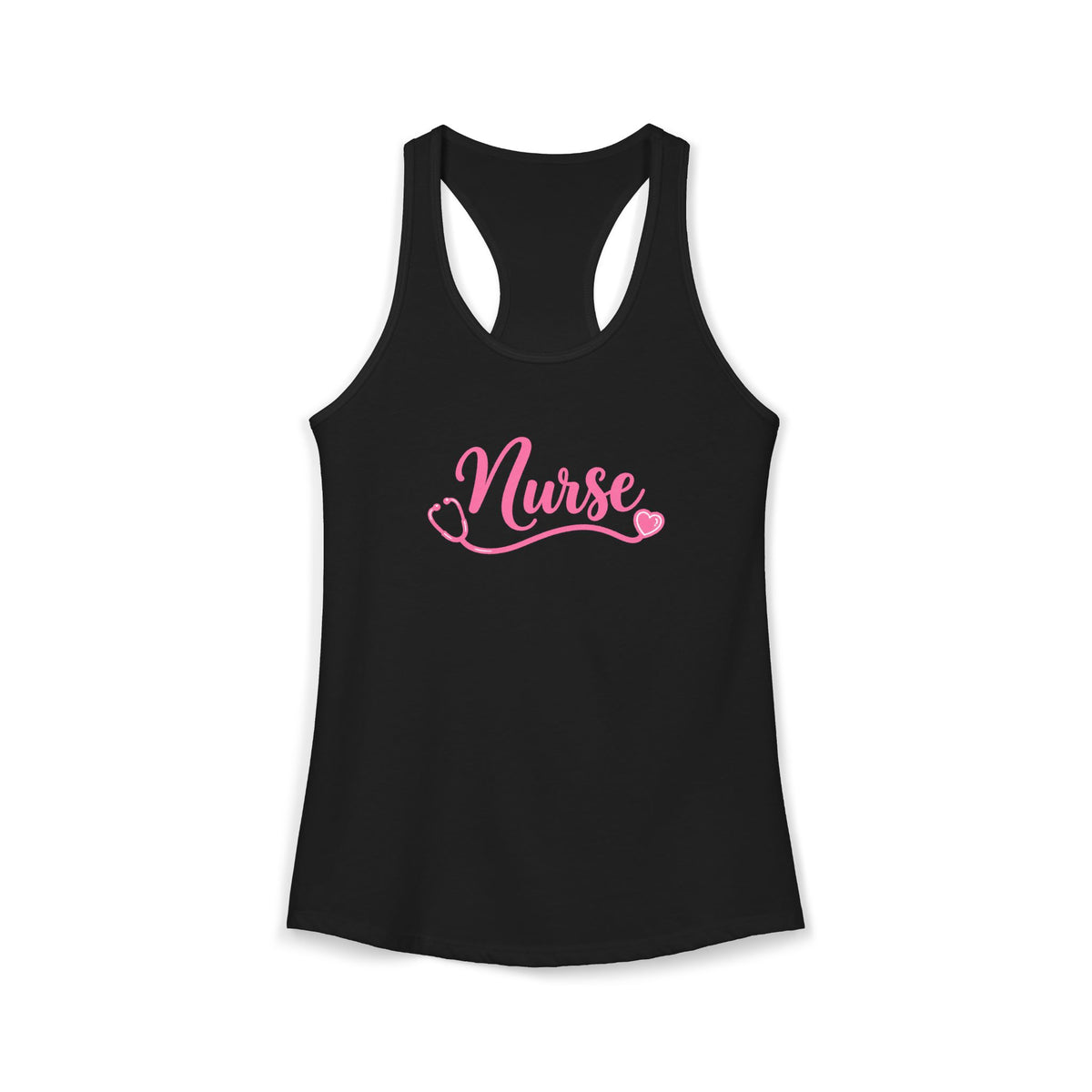 Nurse Pink Script Stethoscope Women's Racerback Tank Top