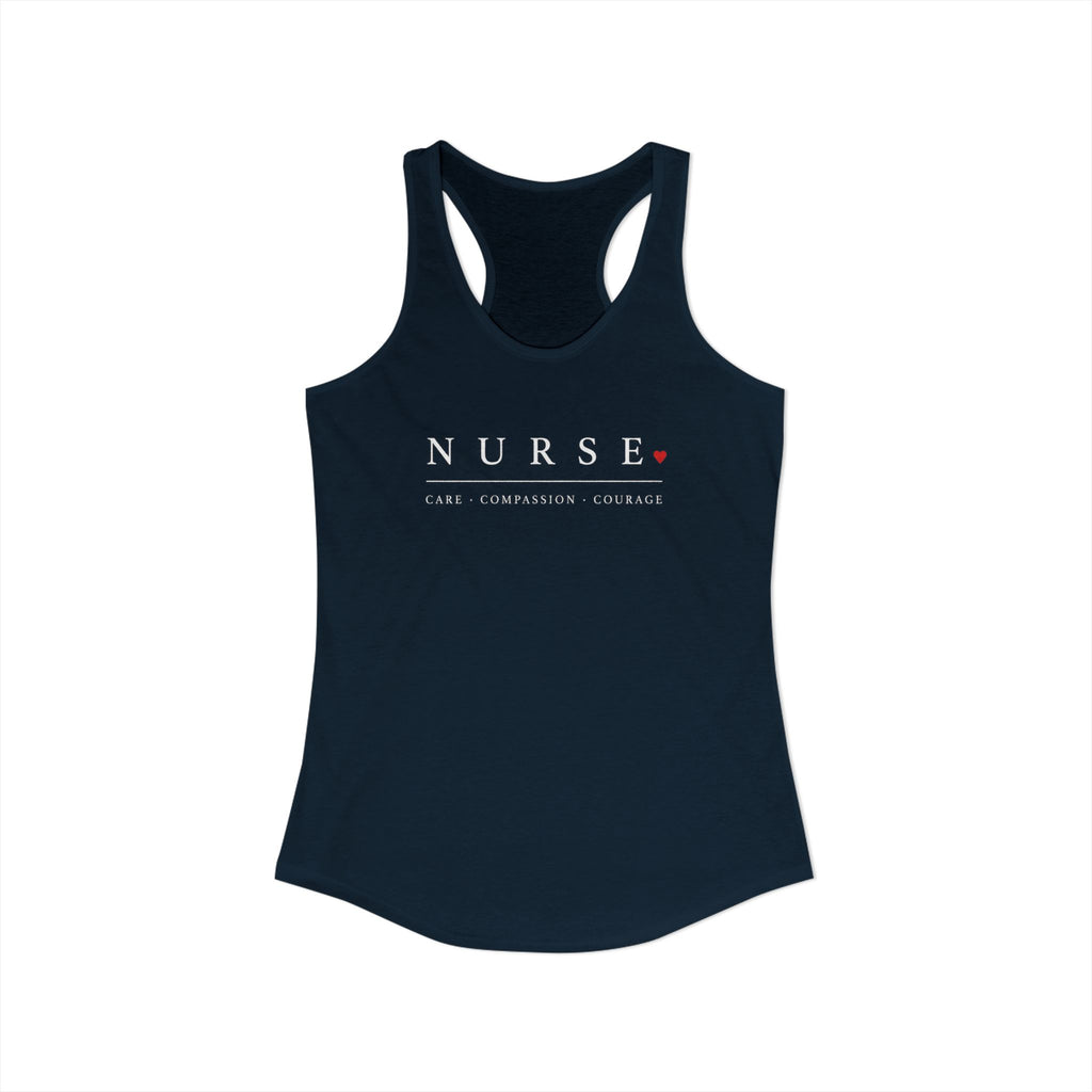 Nurse Care Compassion Courage Minimal Women's Racerback Tank Top