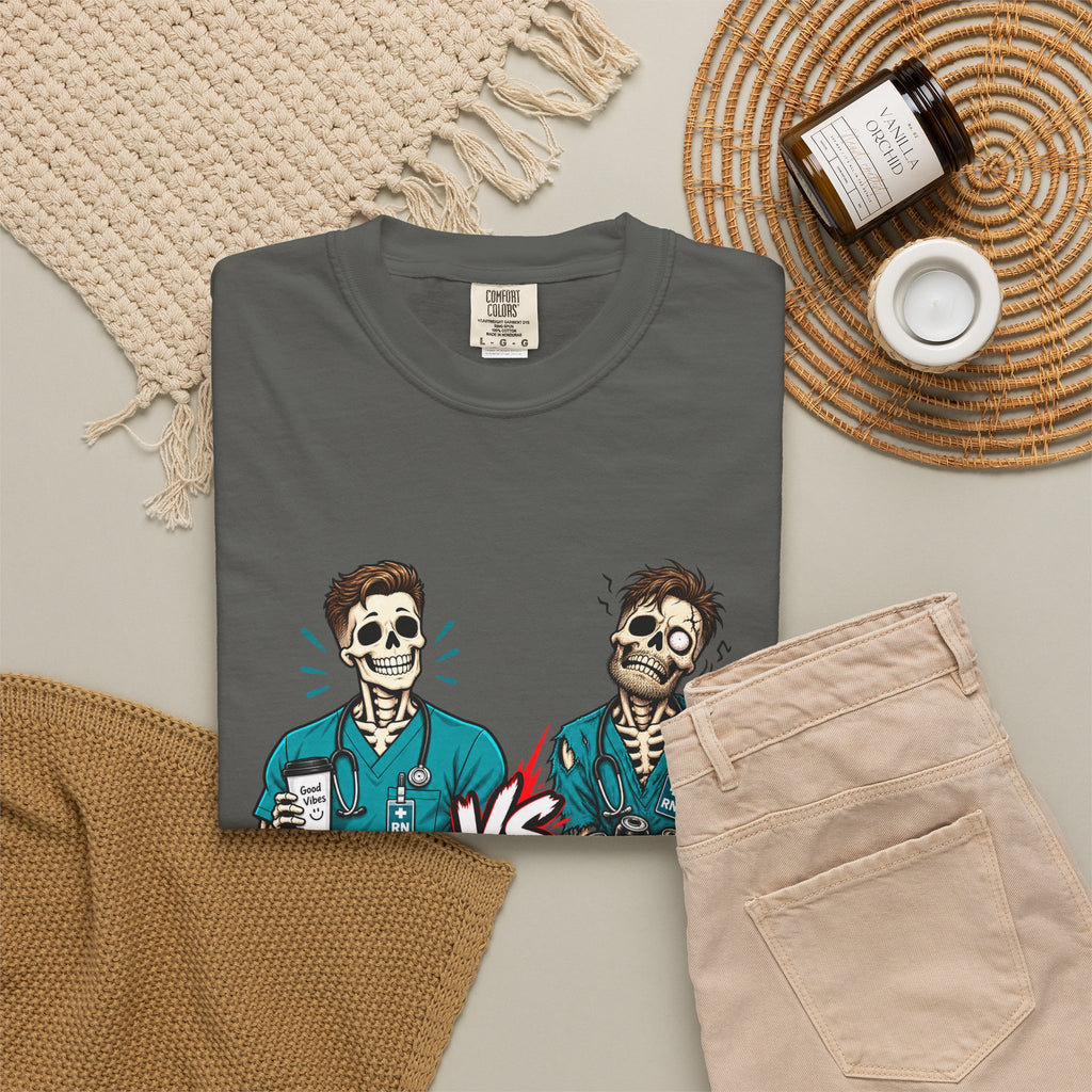 Shift 1 Me vs Shift 4 Me Skeleton Male Nurse Comfort Colors T-Shirt