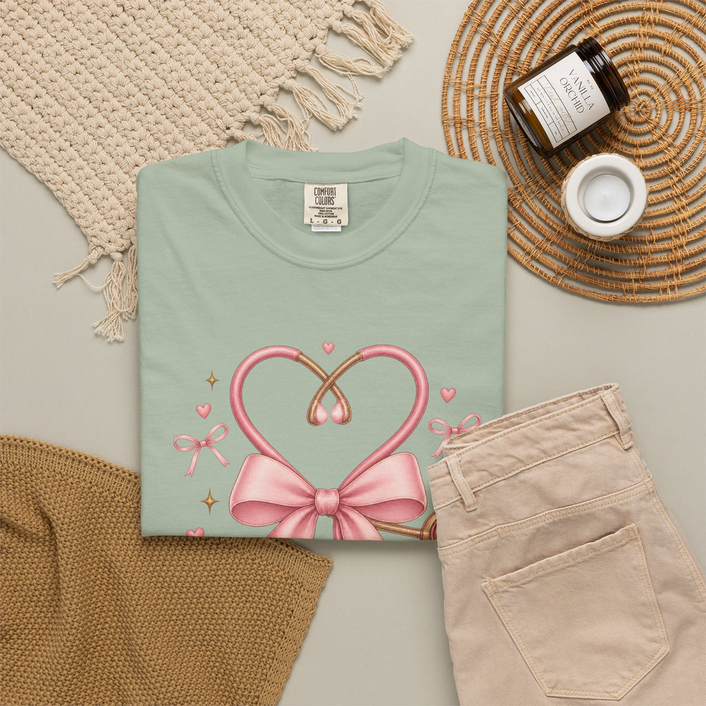 Coquette Pink Bow Stethoscope Registered Nurse Comfort Colors T-Shirt