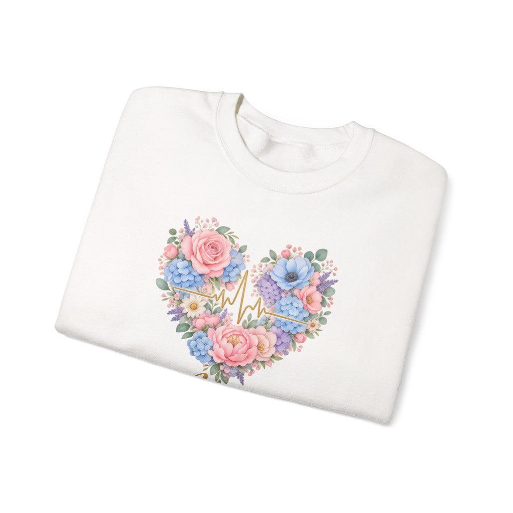 Watercolor Heart EKG Nurse Crewneck Sweatshirt