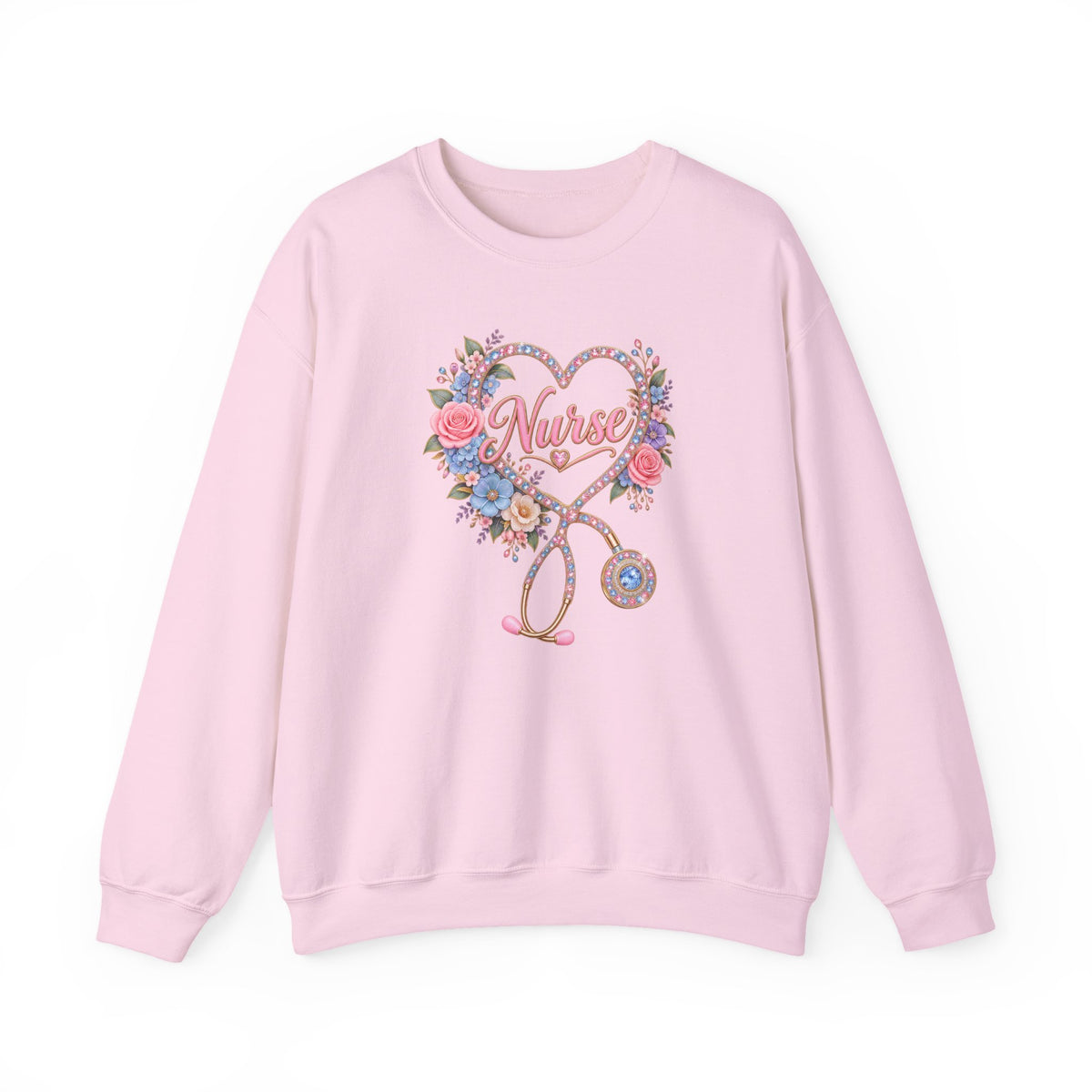 Rhinestone Stethoscope Heart Nurse Crewneck Sweatshirt