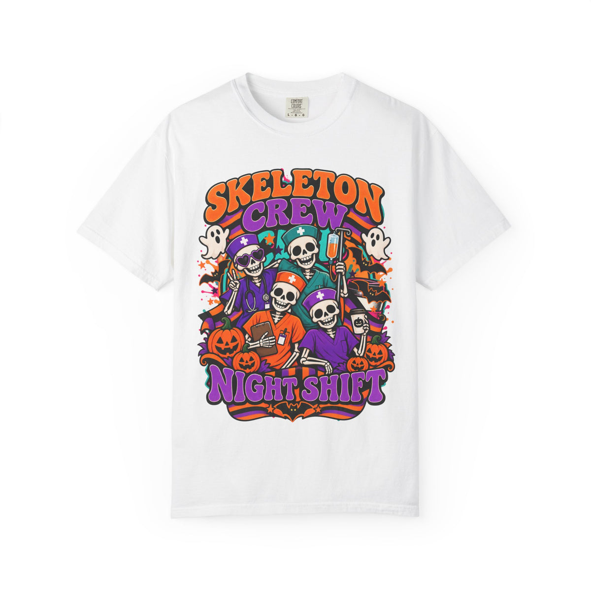 Skeleton Crew Night Shift Halloween Nurse Comfort Colors T-Shirt