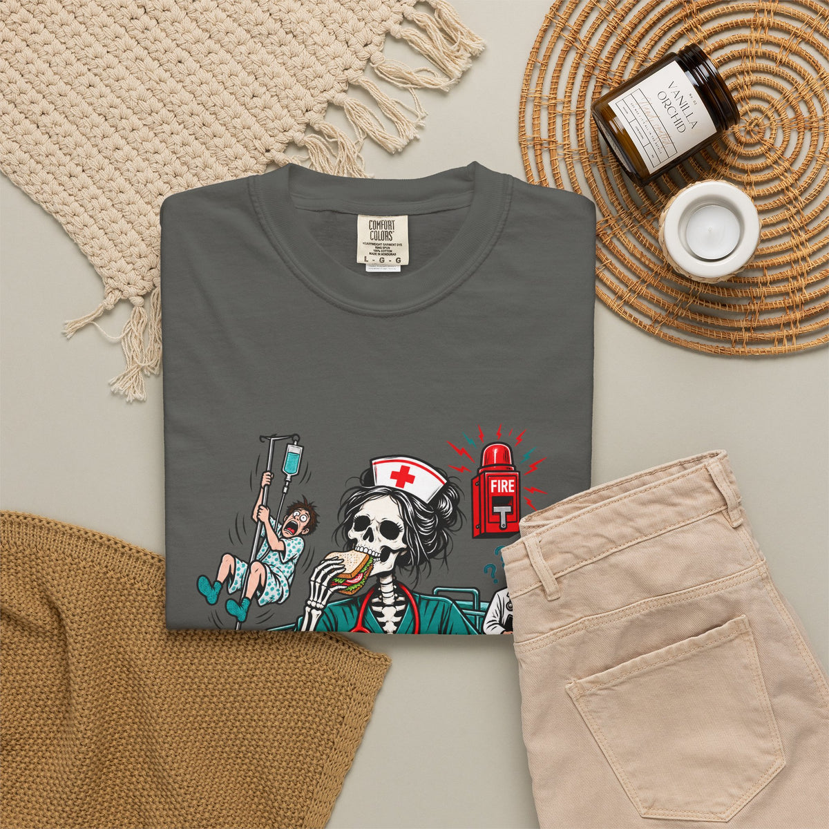 Nothing Surprises Me Anymore Shift 4 Skeleton Nurse Comfort Colors T-Shirt