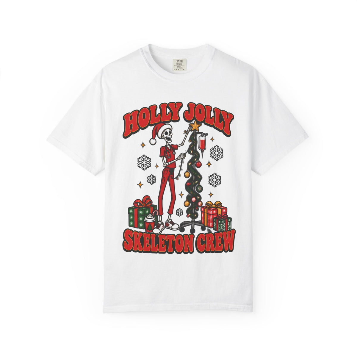 Holly Jolly Skeleton Crew Christmas Nurse Comfort Colors T-Shirt