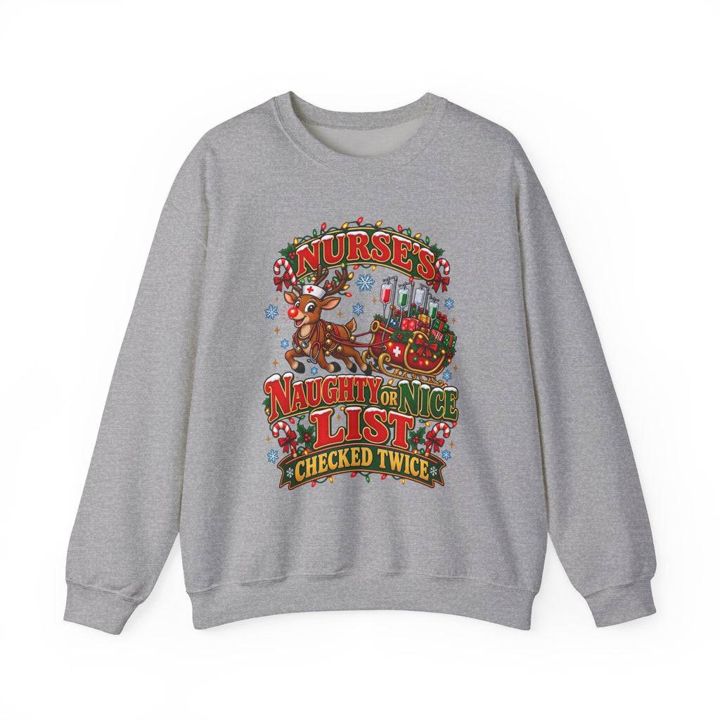 Naughty or Nice List Checked Twice Christmas Nurse Crewneck Sweatshirt
