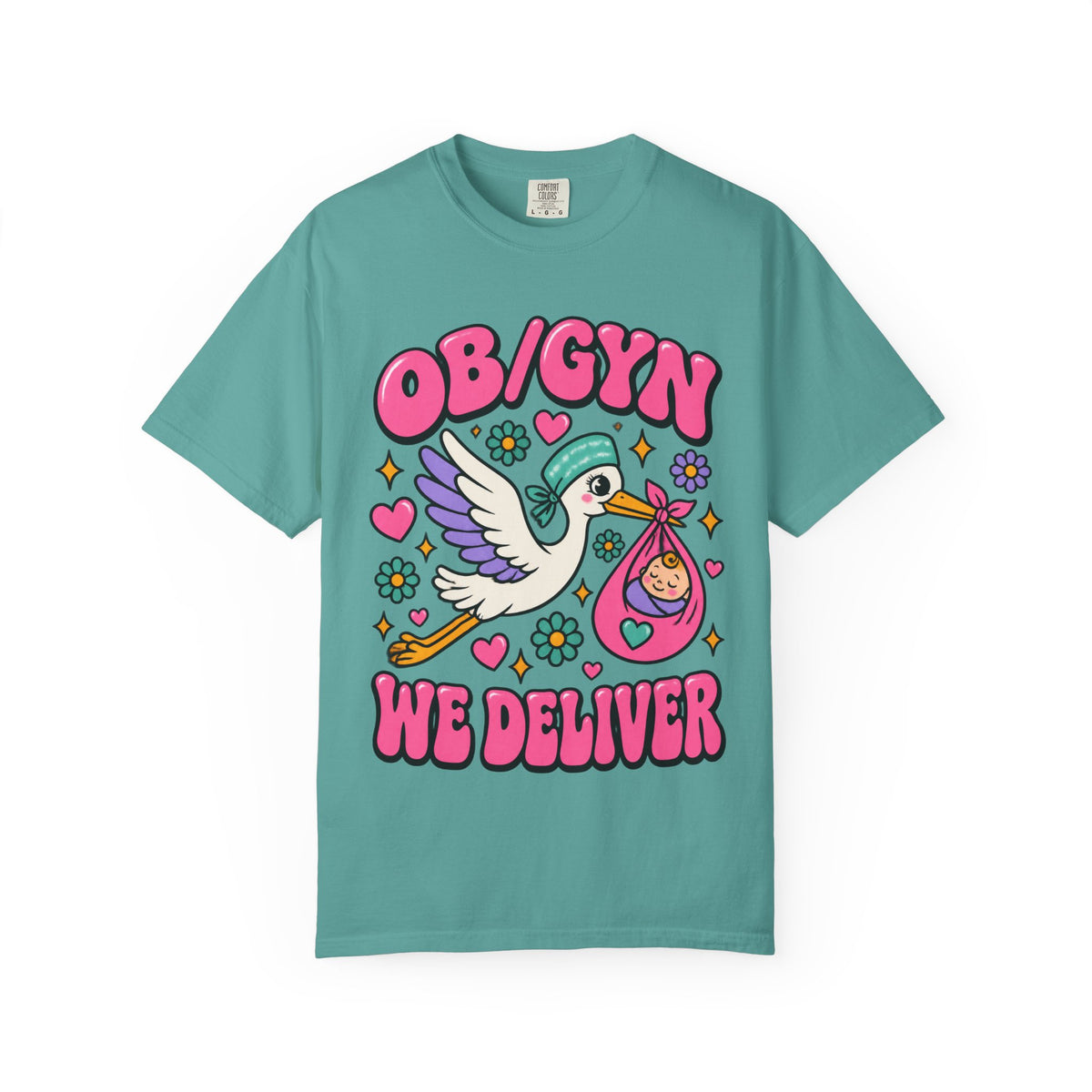 OB/GYN We Deliver Stork Baby Doctor Comfort Colors T-Shirt