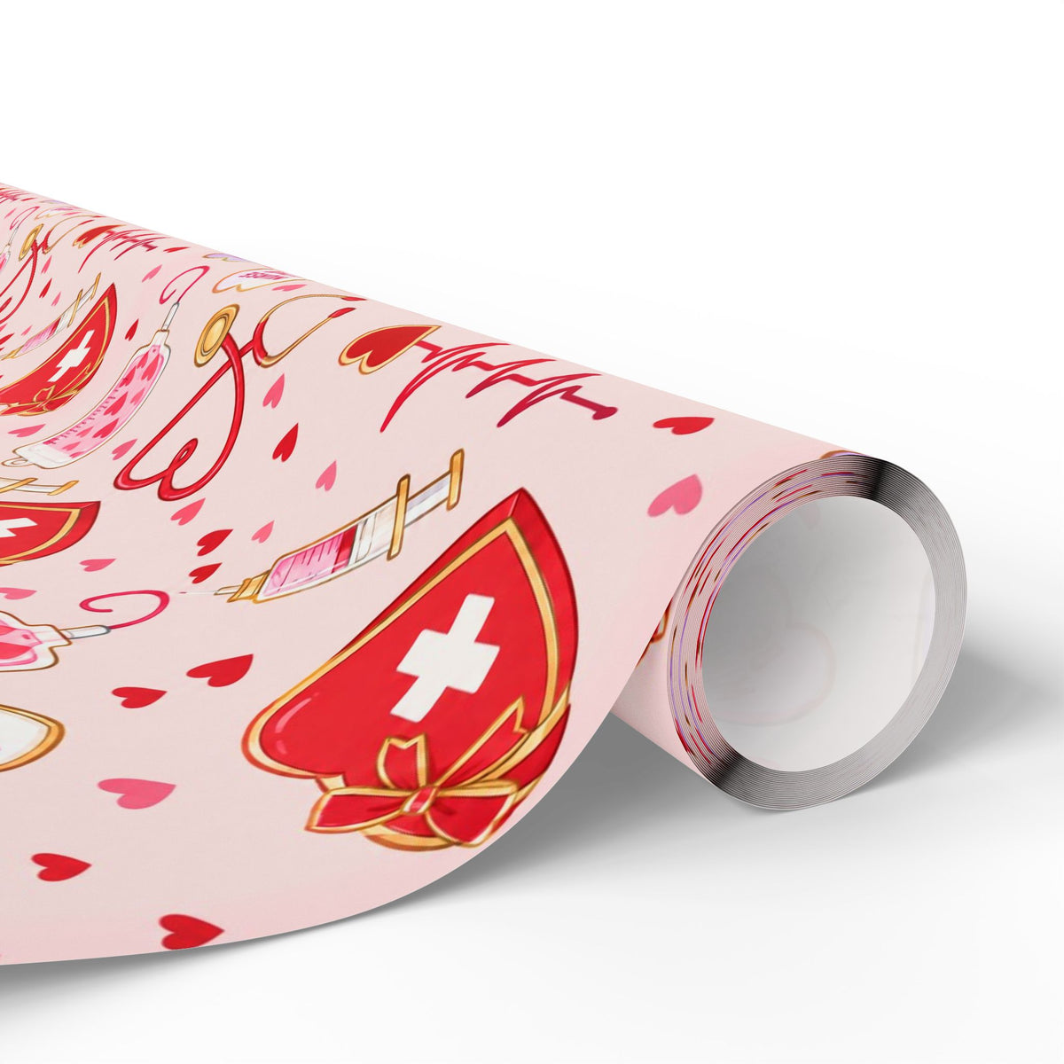 Valentine's Day Nurse Wrapping Paper Stethoscope Hearts
