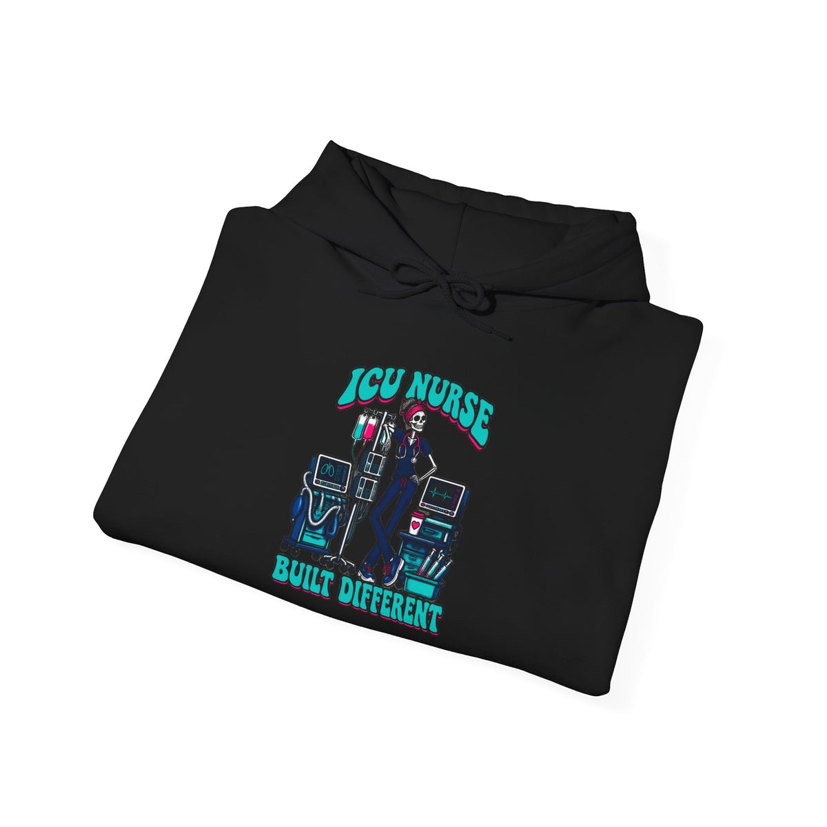 ICU Nurse Built Different Skinny Skeleton Hoodie