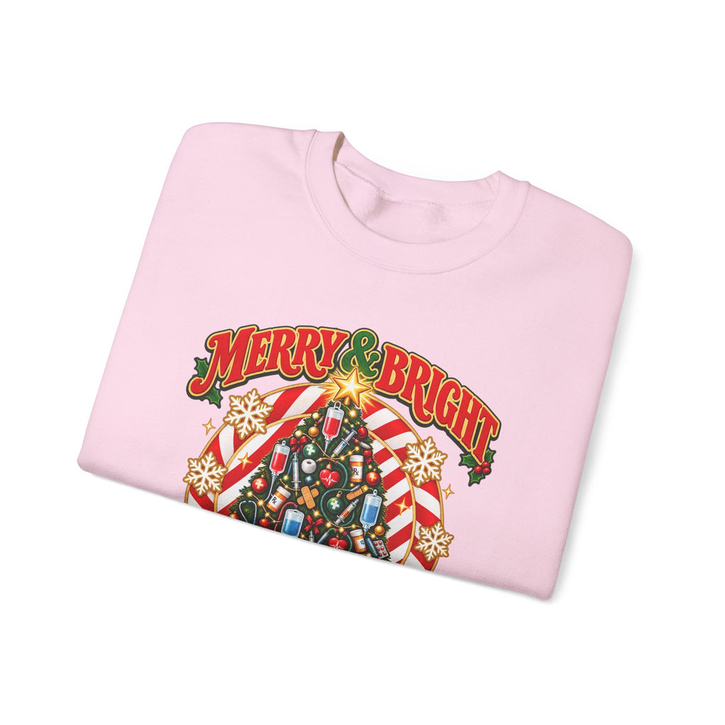 Merry & Bright Nurse Mode Christmas Tree Crewneck Sweatshirt