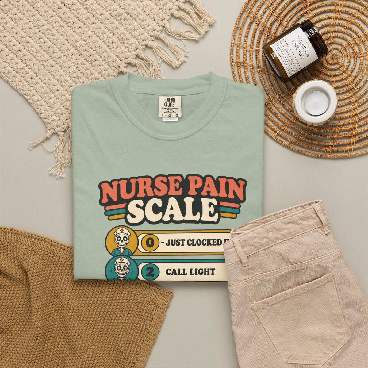 Nurse Pain Scale Funny Skeleton Nurse Comfort Colors T-Shirt