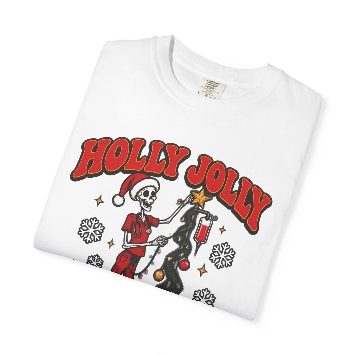 Holly Jolly Skeleton Crew Christmas Nurse Comfort Colors T-Shirt