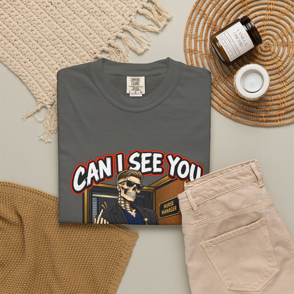 Can I See You in My Office Skeleton Male Nurse Manager Comfort Colors T-Shirt