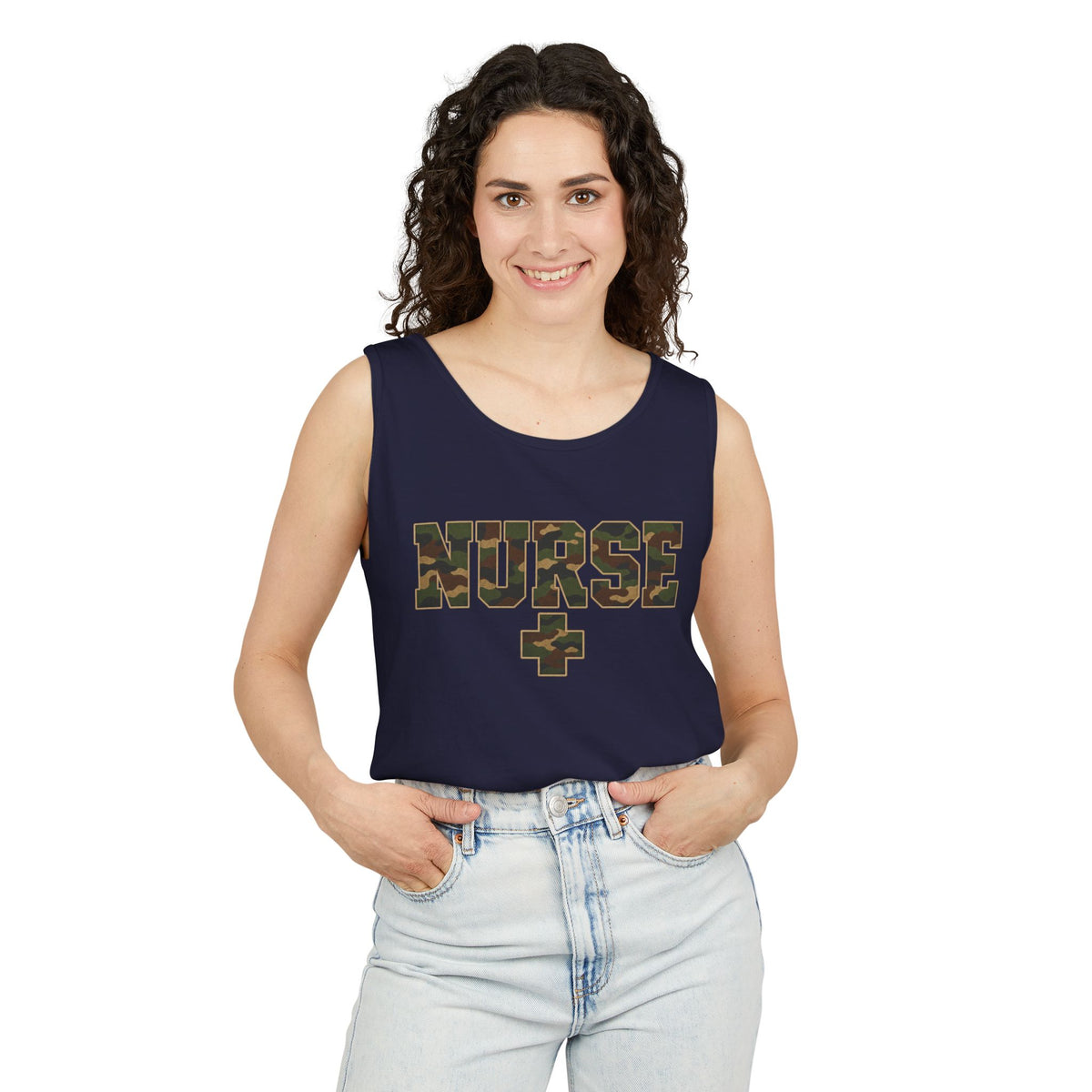 Nurse Woodland Camo Comfort Colors Tank Top