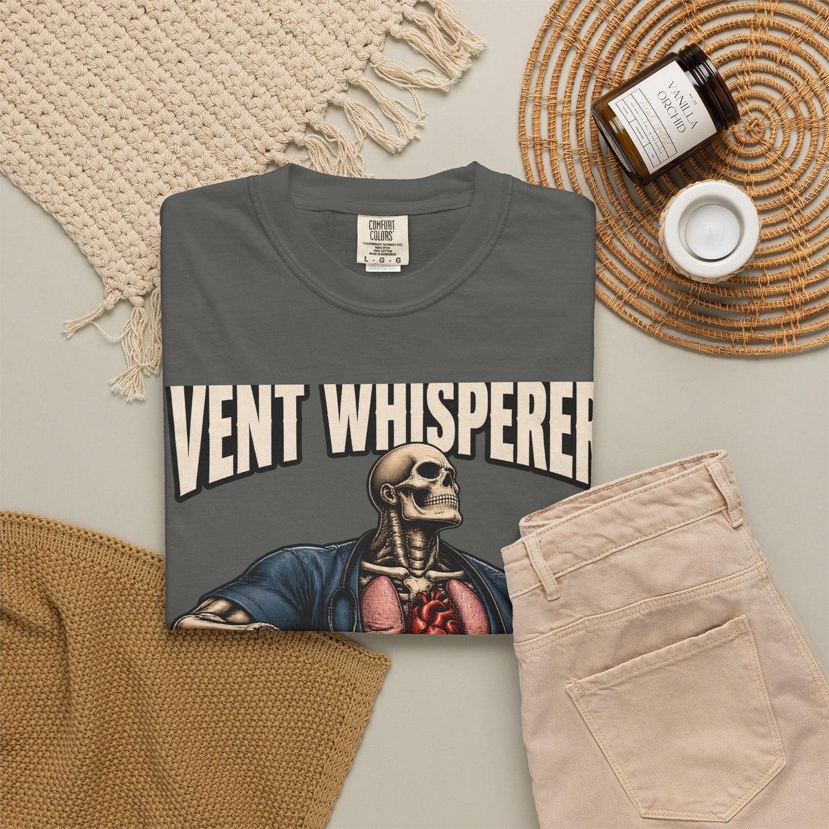 Vent Whisperer Skeleton Respiratory Therapist Comfort Colors T-Shirt