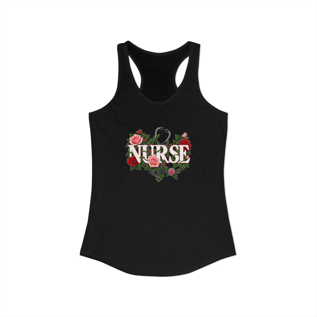Nurse Roses and Stethoscope Floral Women's Racerback Tank Top