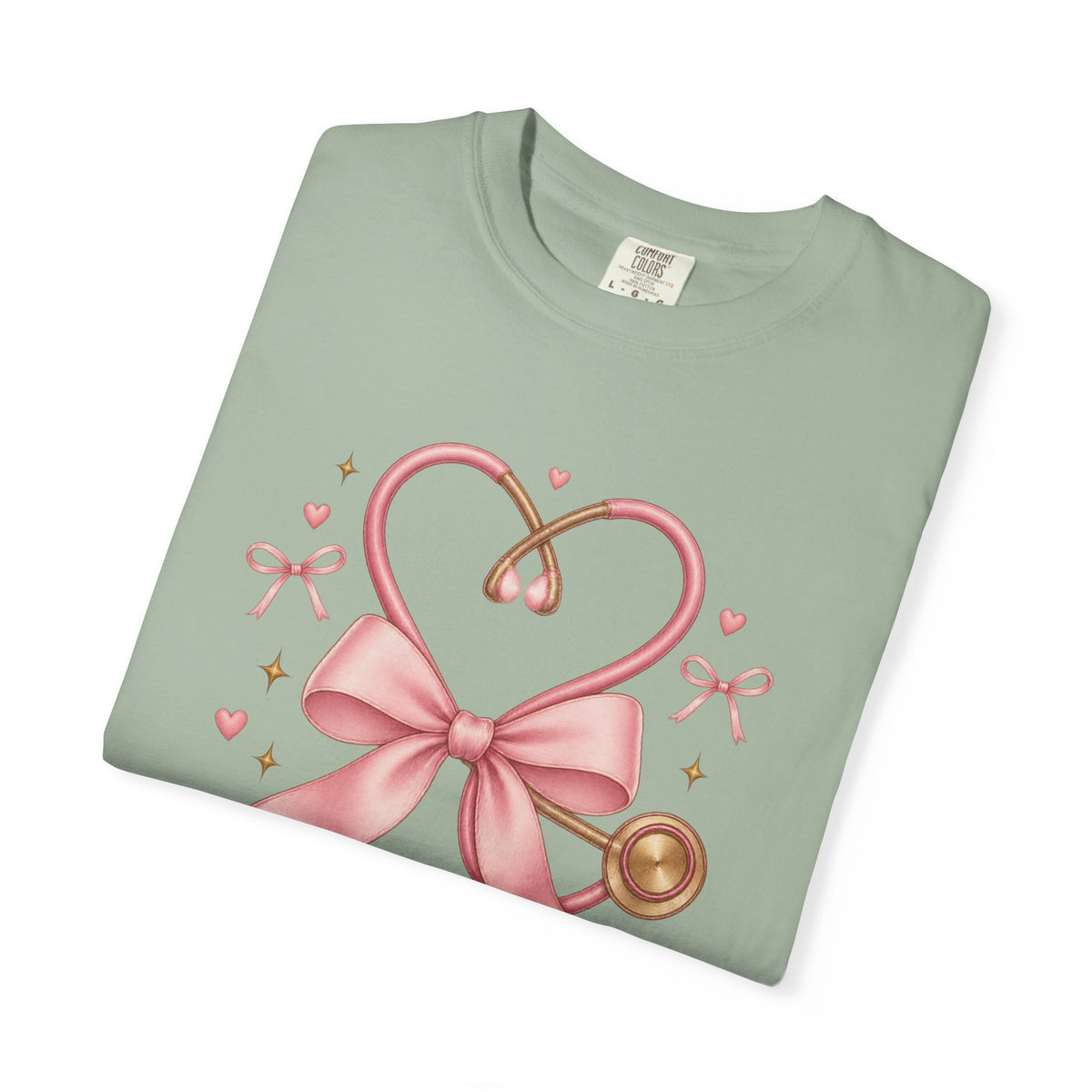 Coquette Pink Bow Stethoscope Registered Nurse Comfort Colors T-Shirt