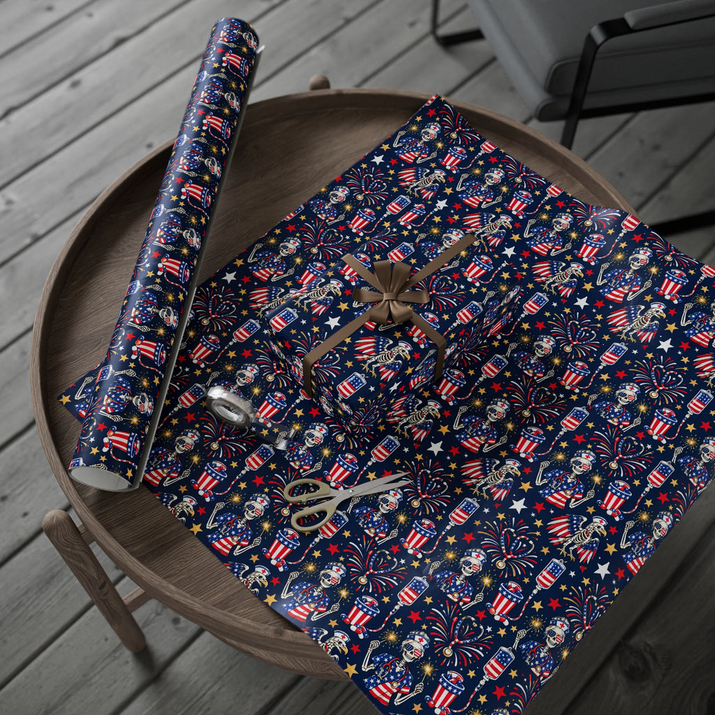 Fourth of July Skeleton Nurse Wrapping Paper